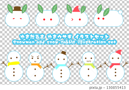 雪人和雪兔插圖集 130855413