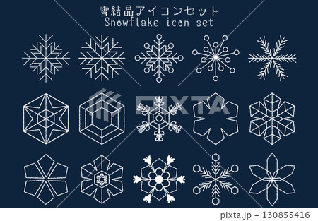 雪の結晶アイコンセット ホワイト 130855416