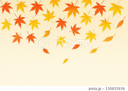 舞い散る落ち葉シリーズ：紅葉舞い降りる和風背景 130855836