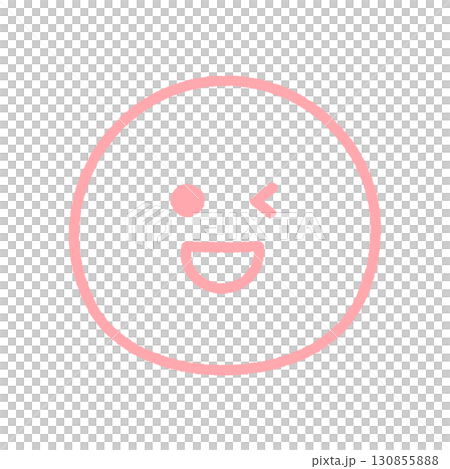 笑ってウインクしている顔の手書きの絵文字 - ピンク色の線画のシンプルでかわいい笑顔やOKの感情表現 笑ってウインクしている顔の手書きの絵文字 - ピンク色の線画のシンプルでかわいい笑顔やOKの感情表現 130855888
