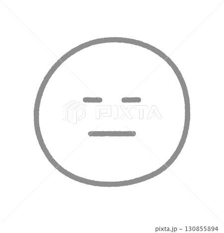 手書きの無表情な顔の絵文字 -真顔や無視・無言などを表現するシンプルなグレーの線画のイラスト素材 手書きの無表情な顔の絵文字 -真顔や無視・無言などを表現するシンプルなグレーの線画のイラスト素材 130855894