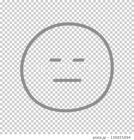 手書きの無表情な顔の絵文字 -真顔や無視・無言などを表現するシンプルなグレーの線画のイラスト素材 手書きの無表情な顔の絵文字 -真顔や無視・無言などを表現するシンプルなグレーの線画のイラスト素材 130855894