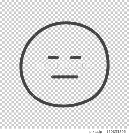 Hand-drawn expressionless face emoji - Simple black line drawing illustration to express a straight face, ignorance, silence, etc. Hand-drawn expressionless face emoji - Simple black line drawing illustration to express a straight face, ignorance, silence, etc. 130855896