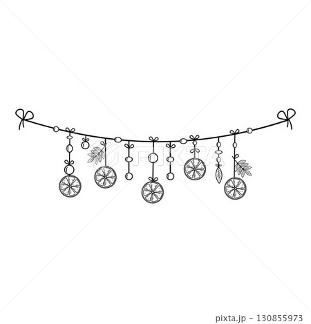 Christmas festive garland with oranges 130855973