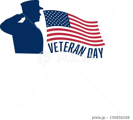 Veteran Day graphic showing a saluting soldier silhouette and the US flag. Great for holidays, remembrance, and patriotism. Veteran Day graphic showing a saluting soldier silhouette and the US flag. Great for holidays, remembrance, and patriotism. 130856208