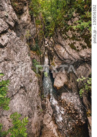 Grunas Canyon Deep Rocky Gorge in Albania 130856302