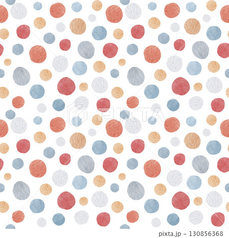 Watercolor polka dot seamless pattern in pastel red, blue and beige. Cute hand painted design for kids decor, nursery wallpaper print Watercolor polka dot seamless pattern in pastel red, blue and beige. Cute hand painted design for kids decor, nursery wallpaper print 130856368