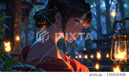 ほの暗いお城の部屋の中の美しいプリンセス ほの暗いお城の部屋の中の美しいプリンセス 130856496