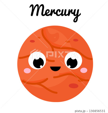 Cute planet. Cartoon Mercury. Vector space clip art for kids and children Cute planet. Cartoon Mercury. Vector space clip art for kids and children 130856531