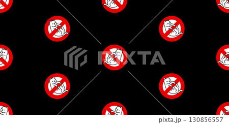 cat seamless pattern traffic sign kitten icon vector calico doodle cartoon pet animal illustration tile background gift wrapping paper repeat wallpaper scarf isolated 130856557