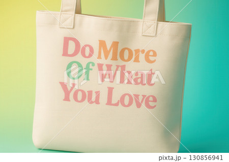 Motivational Canvas Tote with Pastel Typography on Gradient Background 130856941