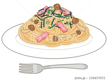 きのことベーコンの和風パスタ （フォークあり） 130857072