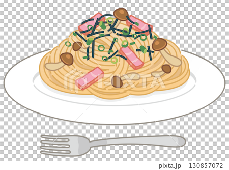 きのことベーコンの和風パスタ （フォークあり） 130857072