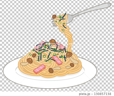 日式蘑菇培根意麵（用叉子舀） 130857138