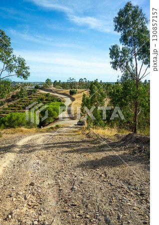 View of Algarve Portugal idyllic landscape from hiking trail Via Algarviana 130857157
