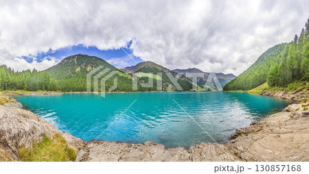 Panorama of turquoise Vernagt reservoir South Tyrol Italy Panorama of turquoise Vernagt reservoir South Tyrol Italy 130857168