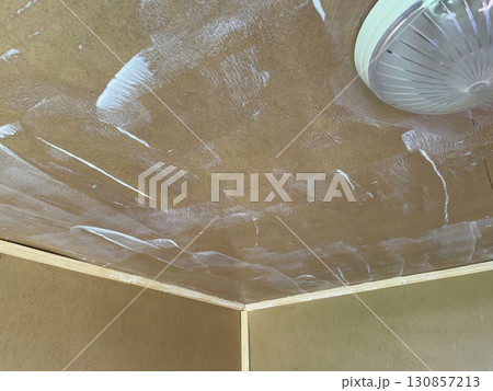 Varnish coating on wooden wall surface 130857213