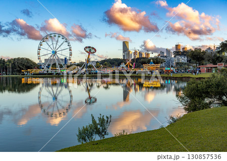 Vibrant Barigui Park in capital and largest city Curitiba of state Parana Brazil. Vibrant Barigui Park in capital and largest city Curitiba of state Parana Brazil. 130857536