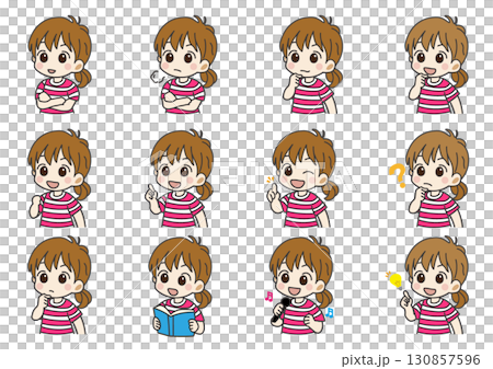 可愛的女孩手勢集 130857596