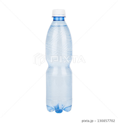 plastic blue bottle with water isolated on white background 130857702