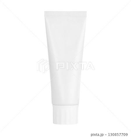 white tube with hand and face cream isolated on white background 130857709