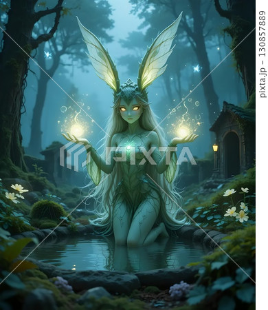 Forest Fae with Magical Orbs 130857889