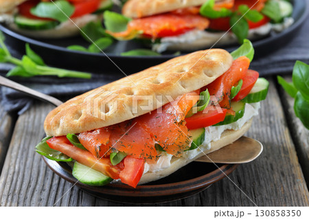 smoked deli salmon sandwiches with cream cheese smoked deli salmon sandwiches with cream cheese 130858350