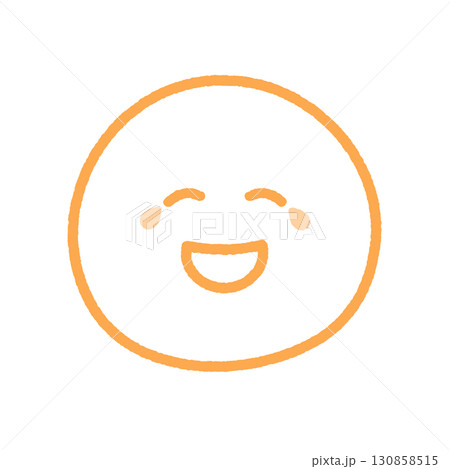 涙を流して笑っているニコニコ顔の手描きのオレンジ色の絵文字アイコン|爆笑や大笑い・うれし泣きの表情 涙を流して笑っているニコニコ顔の手描きのオレンジ色の絵文字アイコン|爆笑や大笑い・うれし泣きの表情 130858515