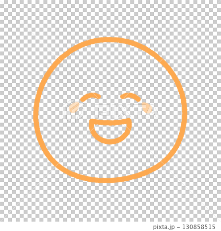 涙を流して笑っているニコニコ顔の手描きのオレンジ色の絵文字アイコン|爆笑や大笑い・うれし泣きの表情 涙を流して笑っているニコニコ顔の手描きのオレンジ色の絵文字アイコン|爆笑や大笑い・うれし泣きの表情 130858515