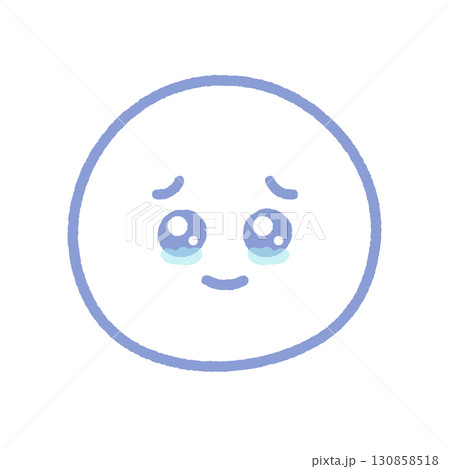 手書きのうるうるした涙目で笑っているかわいい絵文字 - 喜ぶ・嬉しい・感動の表情の線画のイラスト 手書きのうるうるした涙目で笑っているかわいい絵文字 - 喜ぶ・嬉しい・感動の表情の線画のイラスト 130858518
