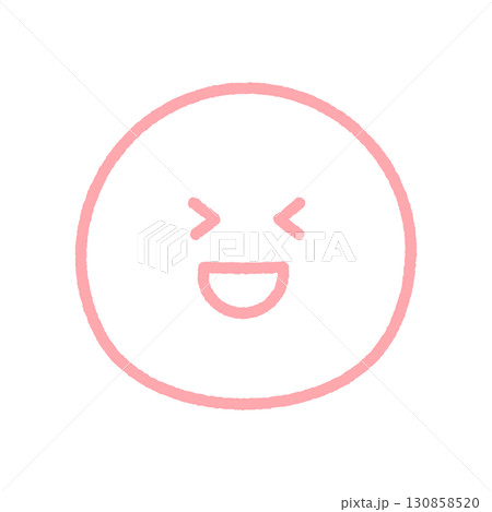 口を開けて笑っている顔の手書きの絵文字｜爆笑･大笑い、嬉しい、喜んでいる表情のアイコン･イラスト 130858520