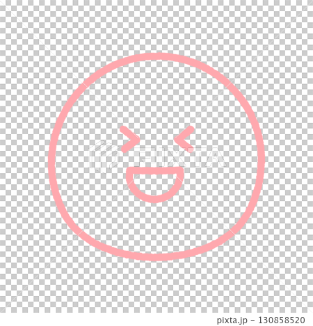 口を開けて笑っている顔の手書きの絵文字｜爆笑･大笑い、嬉しい、喜んでいる表情のアイコン･イラスト 130858520