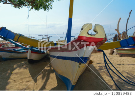 Authentic Bali island wooden and colorful boats Authentic Bali island wooden and colorful boats 130859488