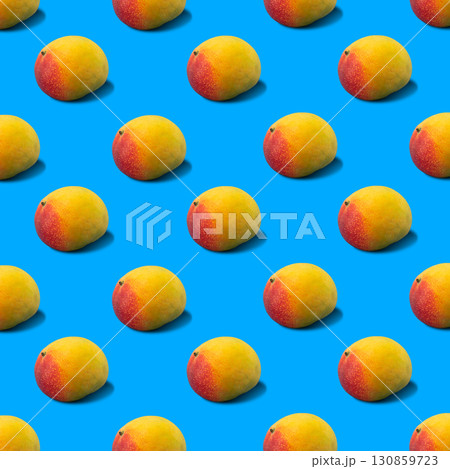 Abstract mango fruit pattern on blue background 130859723