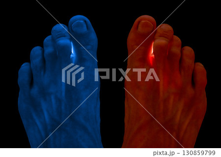 Abstract background of blue and red feet Abstract background of blue and red feet 130859799