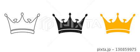 Royal Crown Emblem Line and Solid Icon Set. King and queen ceremonial crown vector silhouettes. Symbol Collection. Isolated Vector Illustration Royal Crown Emblem Line and Solid Icon Set. King and queen ceremonial crown vector silhouettes. Symbol Collection. Isolated Vector Illustration 130859975