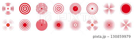 Radial Pain Circle Icon. Red Pain Concentration Indicators. Body Pain, Injury Icon Symbols and Medical Pointing Spots. Isolated Vector Illustration Radial Pain Circle Icon. Red Pain Concentration Indicators. Body Pain, Injury Icon Symbols and Medical Pointing Spots. Isolated Vector Illustration 130859979