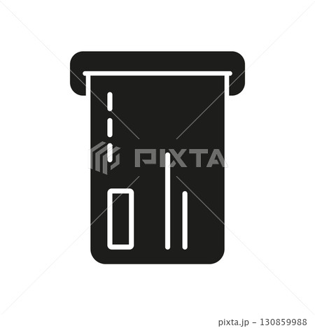 Atm Card Inserting Into Machine Solid Icon. Automated Teller Machine Transaction And Banking Process Silhouette Symbol. Financial Transaction And Payment System. Isolated Vector Illustration 130859988