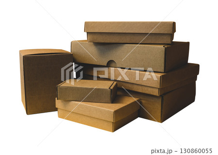 Carton boxes isolated on white background Carton boxes isolated on white background 130860055