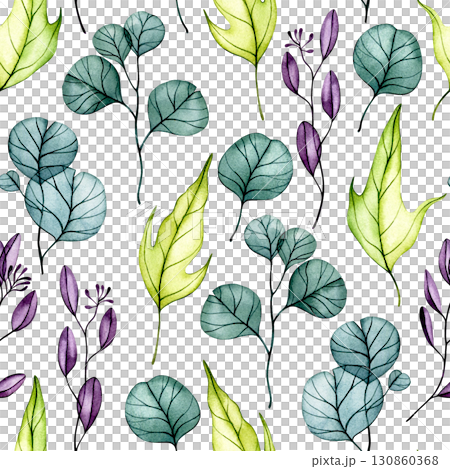 Seamless pattern of delicate watercolor autumn leaves. Transparent flowers, dry leaves. Seamless pattern of delicate watercolor autumn leaves. Transparent flowers, dry leaves. 130860368