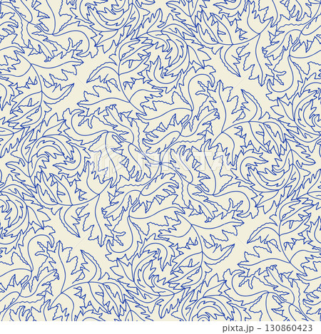 Seaweed monochrome abstract botanical coastal seamless pattern art nouveau style Seaweed monochrome abstract botanical coastal seamless pattern art nouveau style 130860423