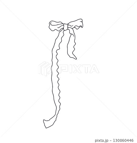 Hand drawn black line art fancy bow knot isolated on white background 130860446