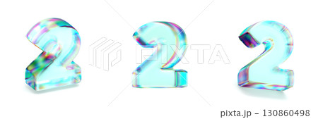 Crystal glass Font Set of number 2 TWO 3D Crystal glass Font Set of number 2 TWO 3D 130860498