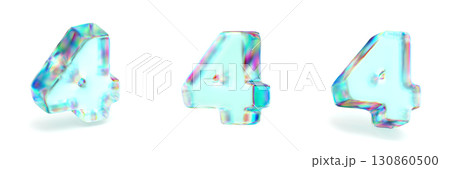Crystal glass Font Set of number 4 FOUR 3D 130860500