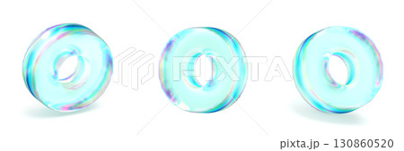 Crystal glass Font Set of letters O 3D 130860520