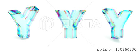 Crystal glass Font Set of letters Y 3D Crystal glass Font Set of letters Y 3D 130860530