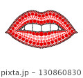 A drawing of lips made of colored circles and dots. Drawing in mandala style. 130860830