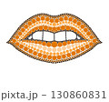 A drawing of lips made of colored circles and dots. Drawing in mandala style. 130860831