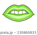 A drawing of lips made of colored circles and dots. Drawing in mandala style. 130860833