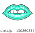 A drawing of lips made of colored circles and dots. Drawing in mandala style. 130860834